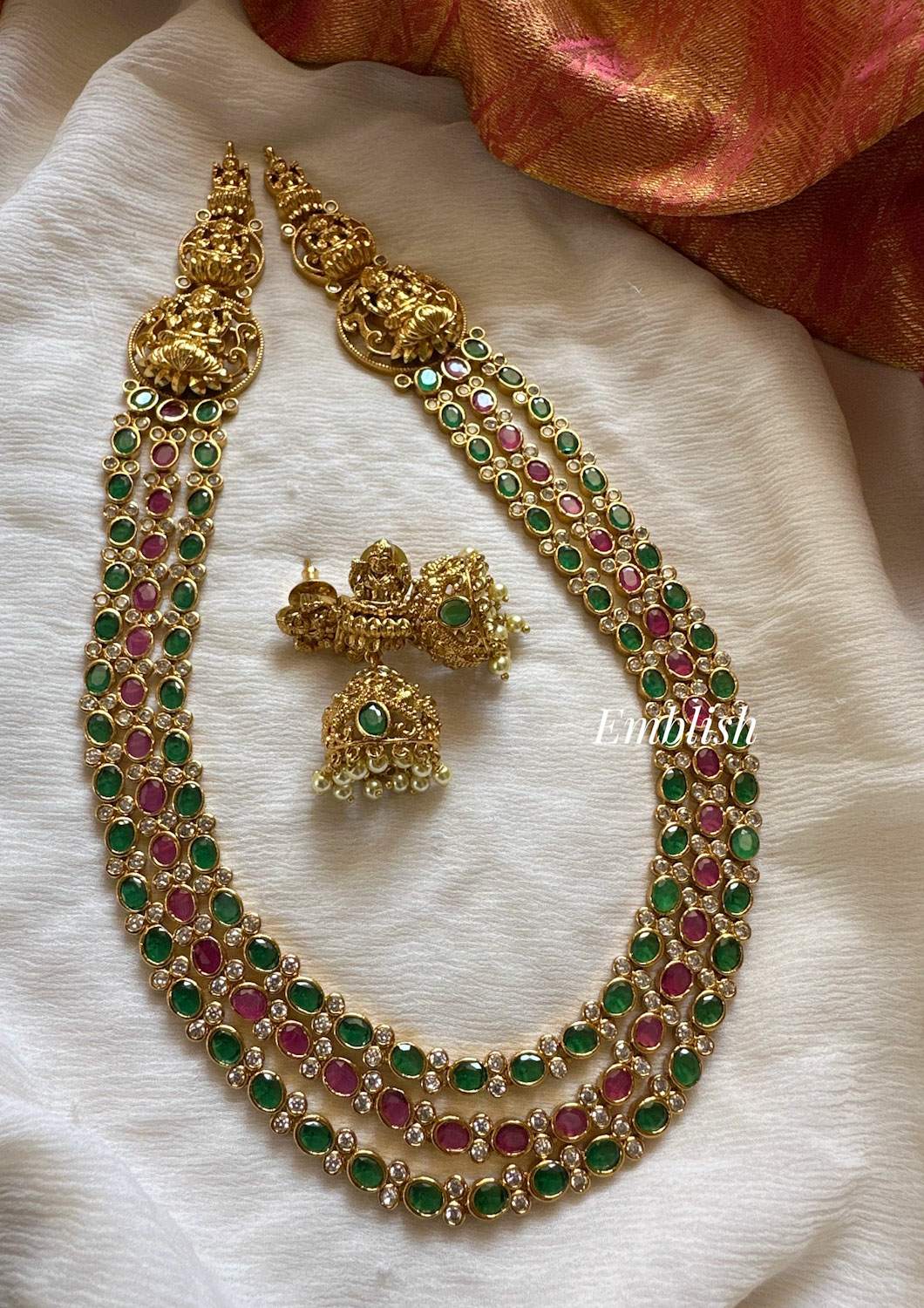 Kemp Triple layer Lakshmi motif neckpiece Kemp Triple layer Lakshmi motif neckpiece